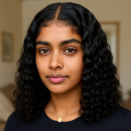 14 Inch Deep Water Wave Wig for Women - Natural Look High-Quality Hairpiece with Pre-Trimmed Hairline, No Glue Adhesive, Wet-Ready for Everyday Use, Perfect for African Women, Versatile Hairpiece, Elegant Hairpiece. VU4937759 T