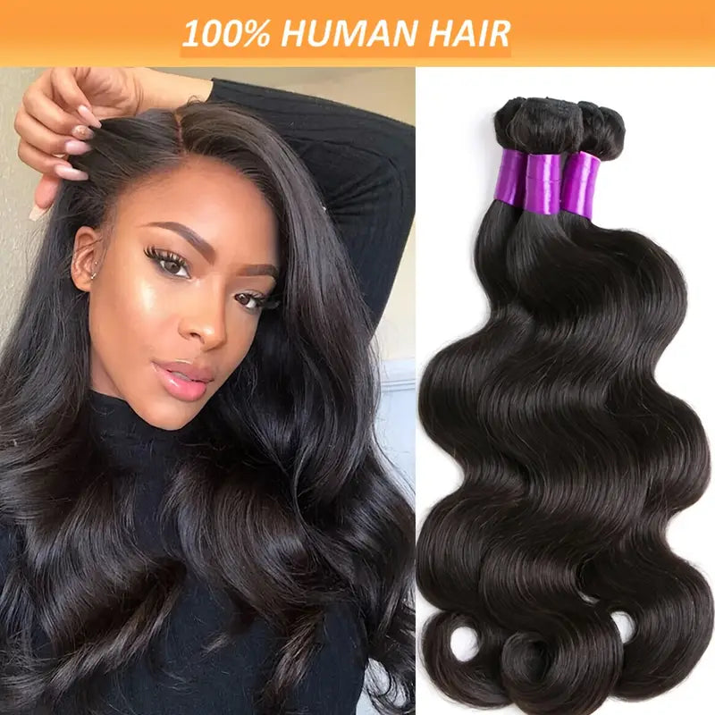 3 bundles Brazilian Virgin Body wave Remy hair extentions.
