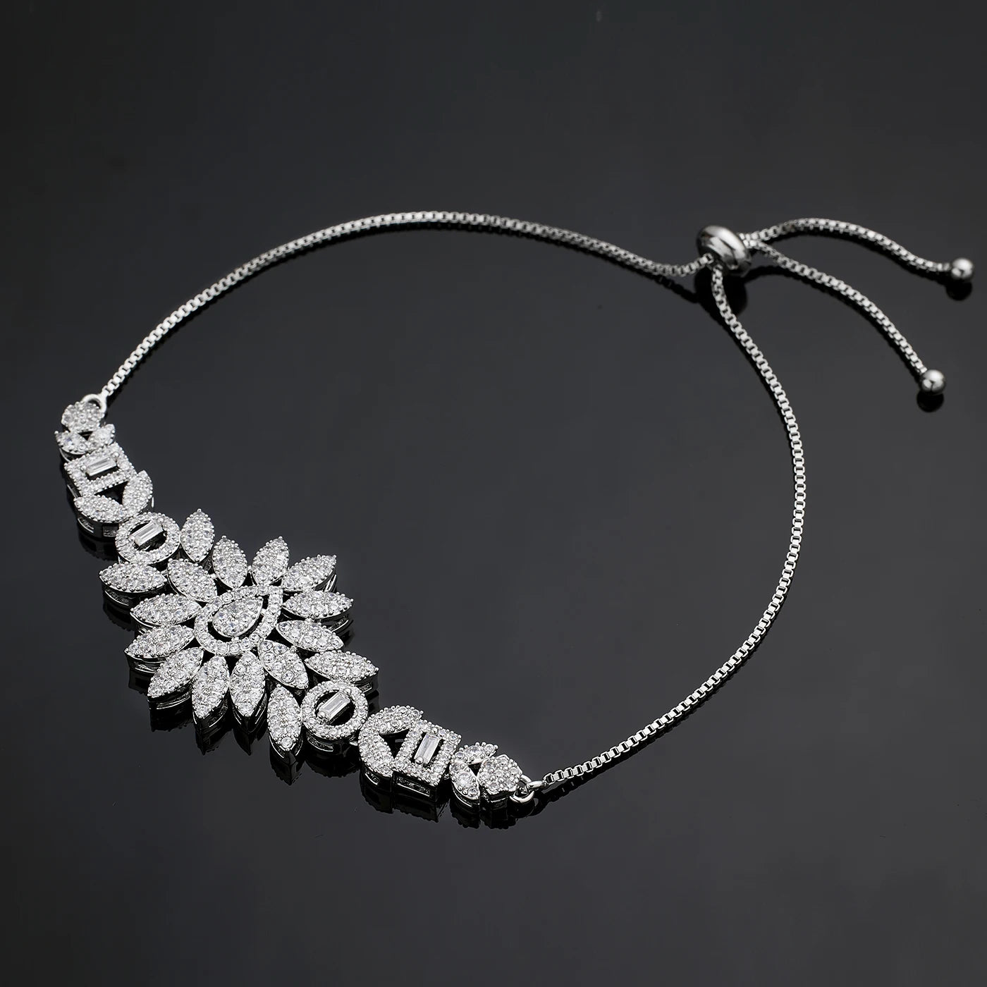 2025 Hot Sale Bridal Wedding Jewelry Sets for Women 4 Pieces Wedding Party Zirconia Necklace Bracelet with Adjustable Chain. 3256 8060 4637 6870 AE