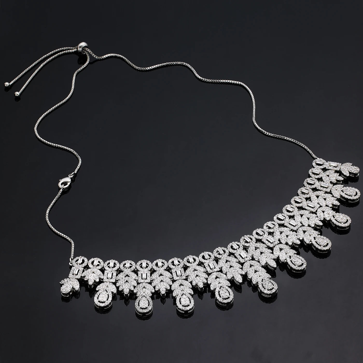 2025 Hot Sale Bridal Wedding Jewelry Sets for Women 4 Pieces Wedding Party Zirconia Necklace Bracelet with Adjustable Chain. 3256 8060 4637 6870 AE