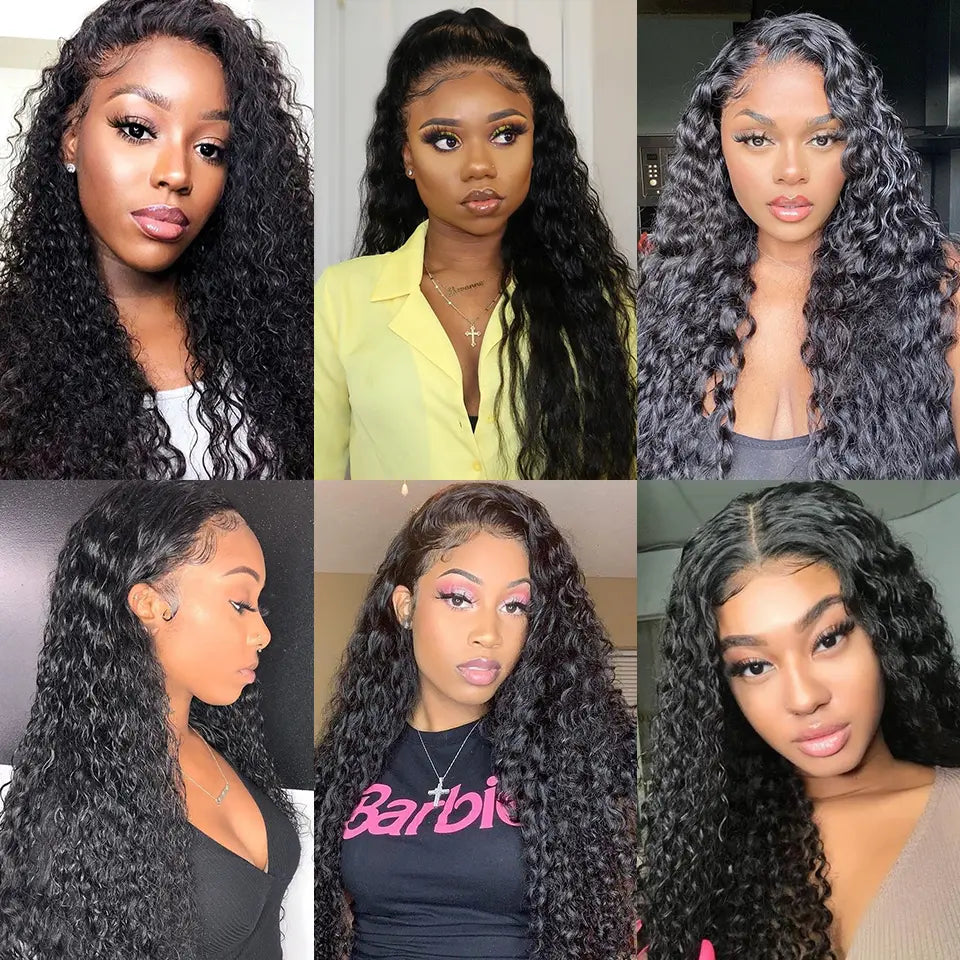 Kinky Curly Wigs Human Hair Wig 13x6 HD Lace Frontal Wig Brazilian Deep Water Wave HD Lace Front 100% Human Hair Wigs For Women