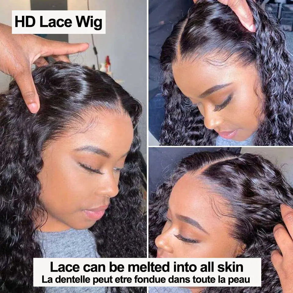 Kinky Curly Wigs Human Hair Wig 13x6 HD Lace Frontal Wig Brazilian Deep Water Wave HD Lace Front 100% Human Hair Wigs For Women