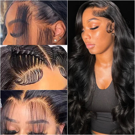 200 Density Body Wave 13x4 HD Transparent Lace Front 100% Human Hair Wig Black 13x6 Lace Frontal Wigs 32 34 36 Inches Preplucked. 3256 8088 3322 7974 AE