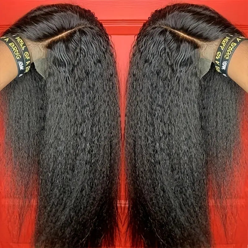 No import chargesLocal warehouse5*5 Kinky Straight Glueless Ready To Go Wigs Human Hair Pre Cut Lace For Beginners Kinky Straight Lace Front Wig Remy Hair Unprocessed Brazilian Virgin Human Hair No Glue Lace Wig Yaki Straight Human Hair Wigs Pre Plucked F