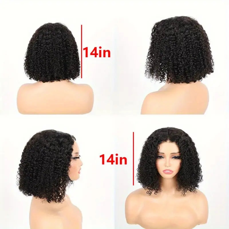 No import chargesLocal warehouse14-Inch Short Curly Wig, 4x4 Ratio, 150% Density, Deep Curls, Natural Black, Glueless, Beginner-Friendly, Cosplay & Performance Prop, High-Density Fiber Material, Short Hair Wig