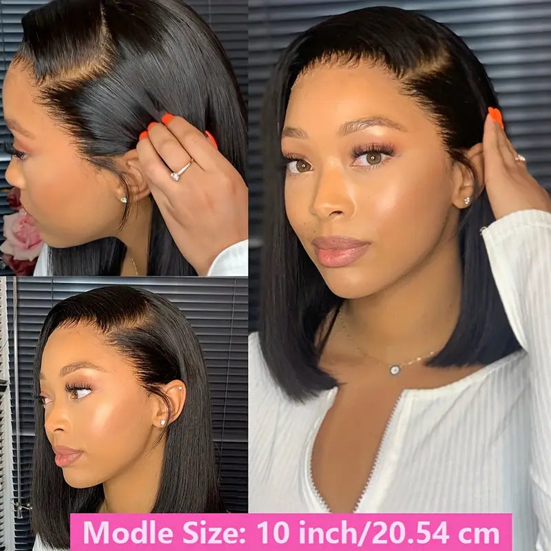 Brazilian straight hair 13X4 HD Transparent Lace Front Wig-150 Remy Human hair Bob cot preplucked baby hair. LX3833025 T