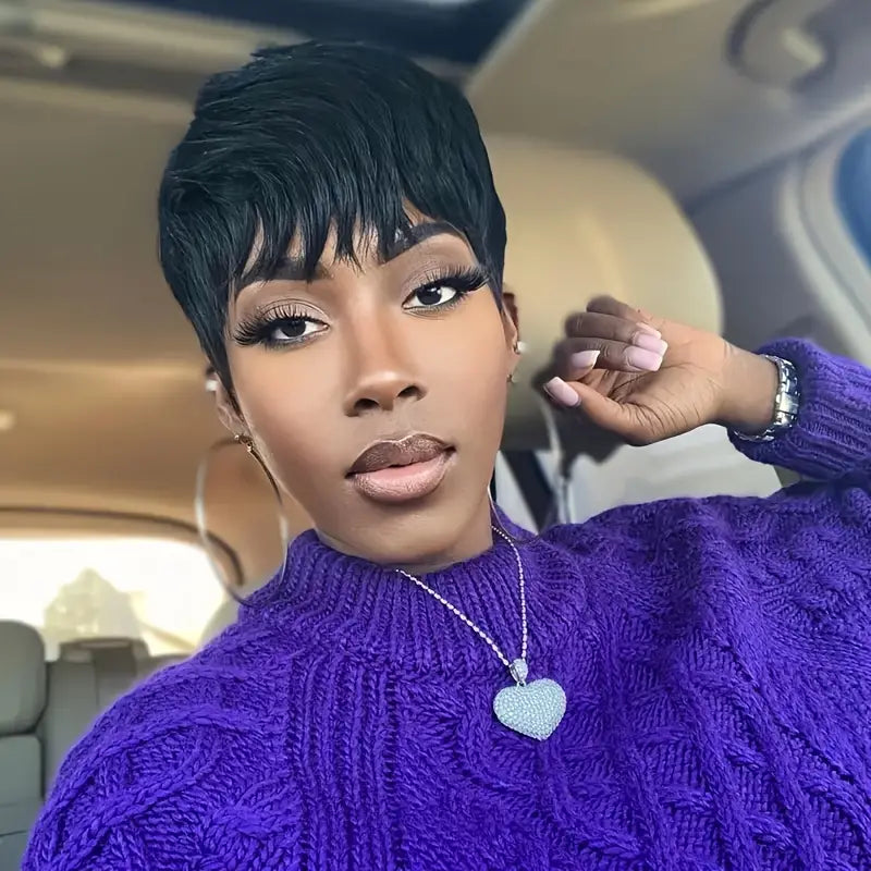 Short   cut bob human hair wig natural straight 150% Density  JM539464 T