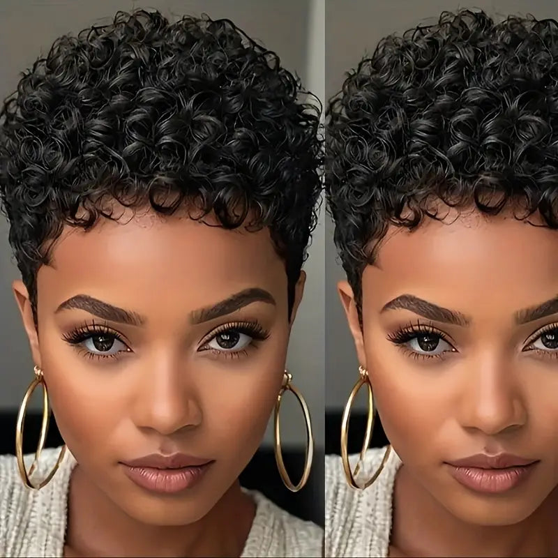 No import chargesLocal warehouse6 Inch Afro Curly/Kinky Brazilian Remy Human Hair Wig for Women - 180% Density Glueless Wig with Rose Net Cap, Machine-Made Non-Gel Natural Look for Daily Use, Versatile Styling. JD3257256 T