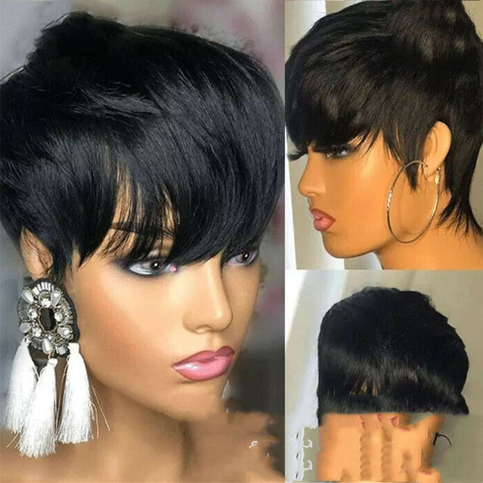 Wig Female Headgear Foreign Trade Black Short Straight Hair Pixie Cut Short Black Wigs, CJYD 181 139 301AZ