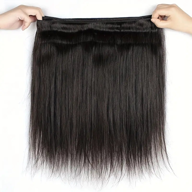 100% Virgin Brazilian Straight Human Hair 4 Bundles Double Weft Unprocessed Natural Black Color Can Be Dyed And Bleached Extensions for Women. WB501975 T