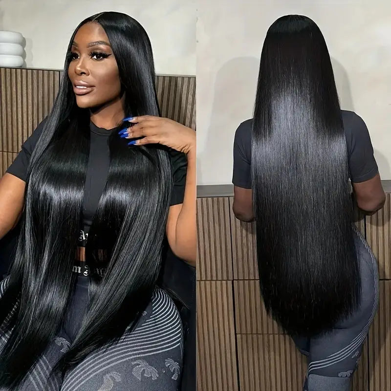 3pcs Straight Human Hair Bundles For Women Natural Black 100% Brazilian Human Hair Extensions Double Machine Hair Weft Easy To Wear For Women Daily Styling Glueless Wig