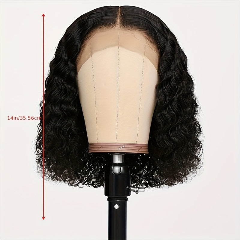 14 Inch Deep Water Wave Wig for Women - Natural Look High-Quality Hairpiece with Pre-Trimmed Hairline, No Glue Adhesive, Wet-Ready for Everyday Use, Perfect for African Women, Versatile Hairpiece, Elegant Hairpiece. VU4937759 T