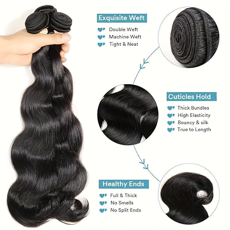 Body Wave Human Hair 3 Bundles With 2×6 Free Part Lace Closure Human Hair 100% Unprocessed Brazilian Virgin Hair Weave Bundles Human Hair With 2×6 Free Part Lace Closure Black Hair Natural Color. RM1176368 T
