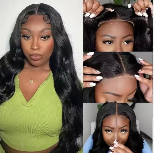 Ready To Go   HD Lace Front Wigs Glueless Put-on Go Body Wave Wig Pre-Plucked Blend Human Hair Transparent Lace Color CJTF 2423 73401AZ