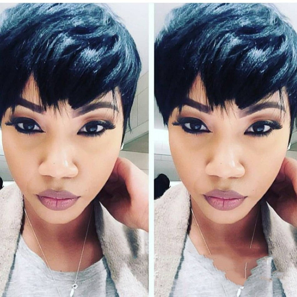 Wig Female Headgear Foreign Trade Black Short Straight Hair Pixie Cut Short Black Wigs, CJYD 181 139 301AZ