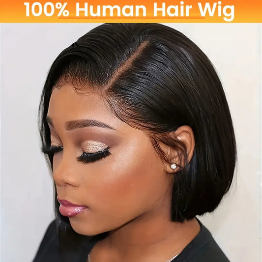 Brazilian straight hair 13X4 HD Transparent Lace Front Wig-150 Remy Human hair Bob cot preplucked baby hair. LX3833025 T
