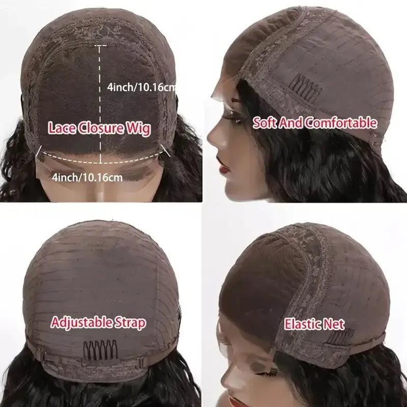 No import chargesLocal warehouse200 Density 4x4 Curly Wave Glueless Lace Closure Wigs Human Hair HD Transparent Frontal Wigs Human Hair for Women Curly Wave Glueless Wigs Human Hair Pre Plucked with Baby Hair Natural Black