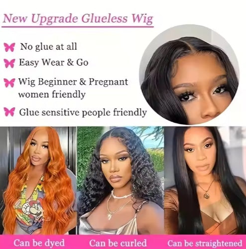 Ready To Go   HD Lace Front Wigs Glueless Put-on Go Body Wave Wig Pre-Plucked Blend Human Hair Transparent Lace Color CJTF 2423 73401AZ