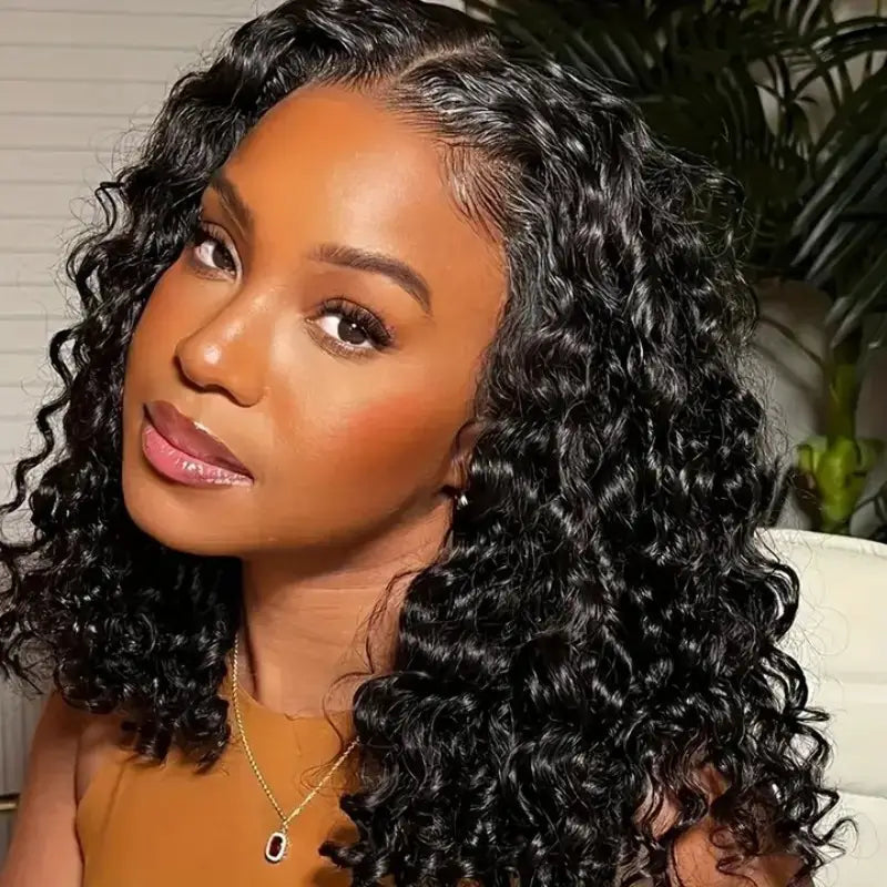 No import chargesLocal warehouse14-Inch Short Curly Wig, 4x4 Ratio, 150% Density, Deep Curls, Natural Black, Glueless, Beginner-Friendly, Cosplay & Performance Prop, High-Density Fiber Material, Short Hair Wig