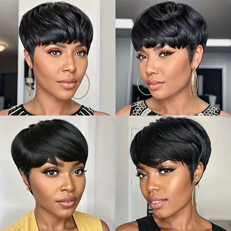 Short   cut bob human hair wig natural straight 150% Density  JM539464 T