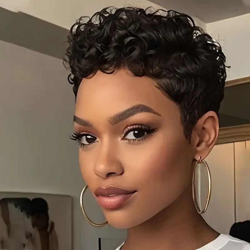 No import chargesLocal warehouse6 Inch Afro Curly/Kinky Brazilian Remy Human Hair Wig for Women - 180% Density Glueless Wig with Rose Net Cap, Machine-Made Non-Gel Natural Look for Daily Use, Versatile Styling. JD3257256 T