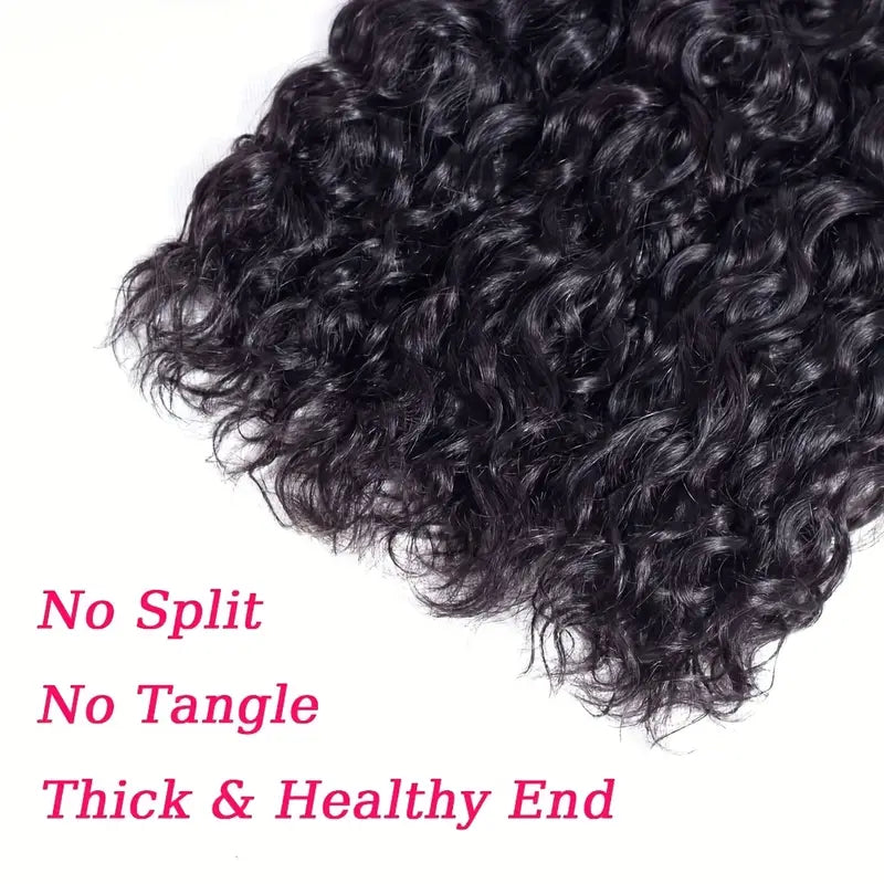 4 bundles 100% Raw Brazilian human hair extensions deep wave texture. Natural look and versatile styling, voluminous waves. UA2384630 T