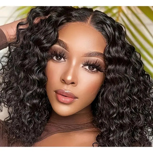 No import chargesLocal warehouse14-Inch Short Curly Wig, 4x4 Ratio, 150% Density, Deep Curls, Natural Black, Glueless, Beginner-Friendly, Cosplay & Performance Prop, High-Density Fiber Material, Short Hair Wig
