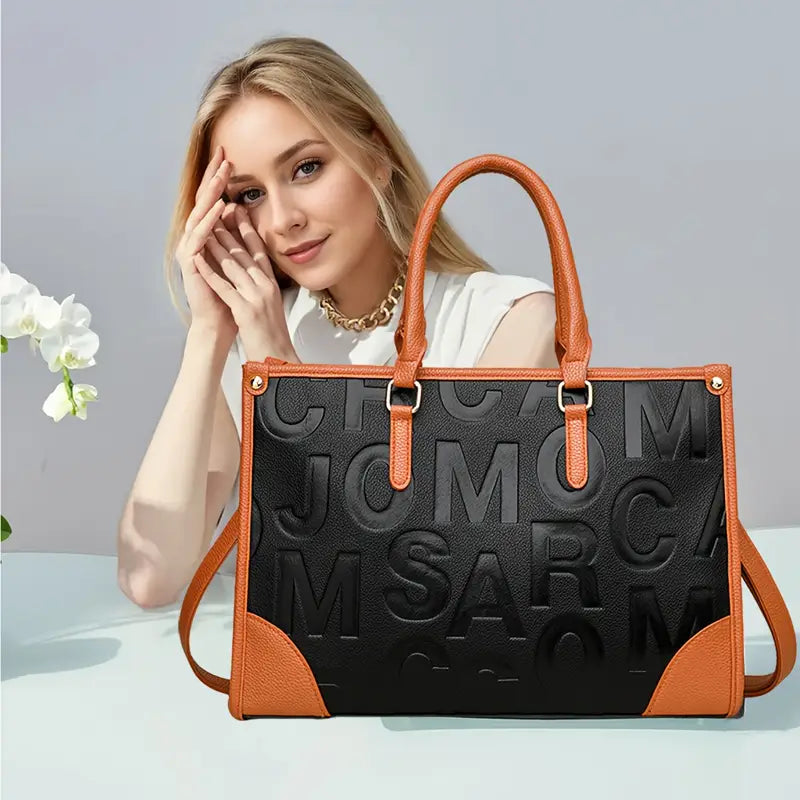 No import chargesLocal - Fastest delivery: 2 BUSINESS DAYS[Large Capacity] Chic Two-Tone Women's Tote Bag | Soft PU | Large Capacity, Multiple Compartments, Removable Strap, Zip Closure | Daily Commute, Work, Shopping | Casual