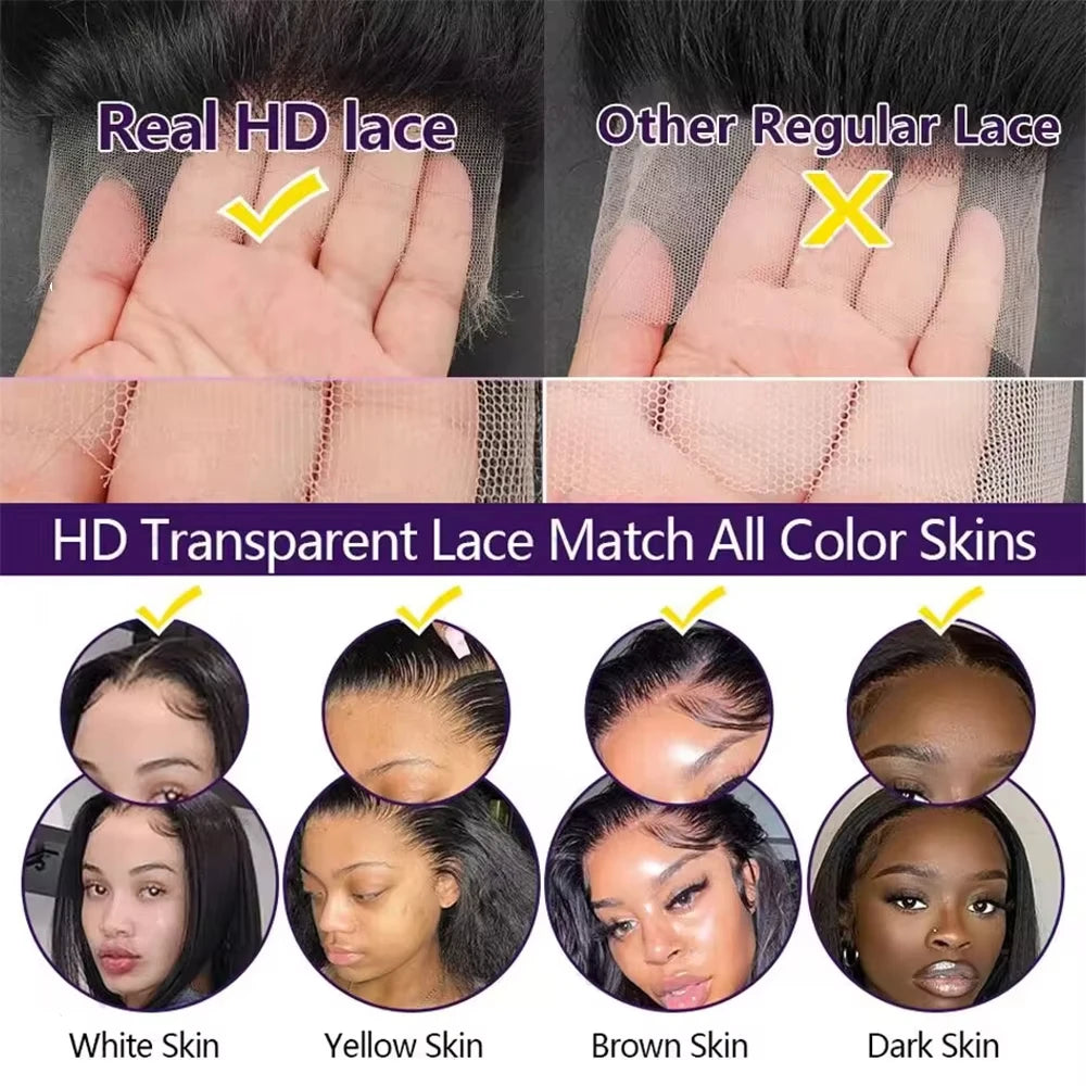 200 Density Body Wave 13x4 HD Transparent Lace Front 100% Human Hair Wig Black 13x6 Lace Frontal Wigs 32 34 36 Inches Preplucked. 3256 8088 3322 7974 AE