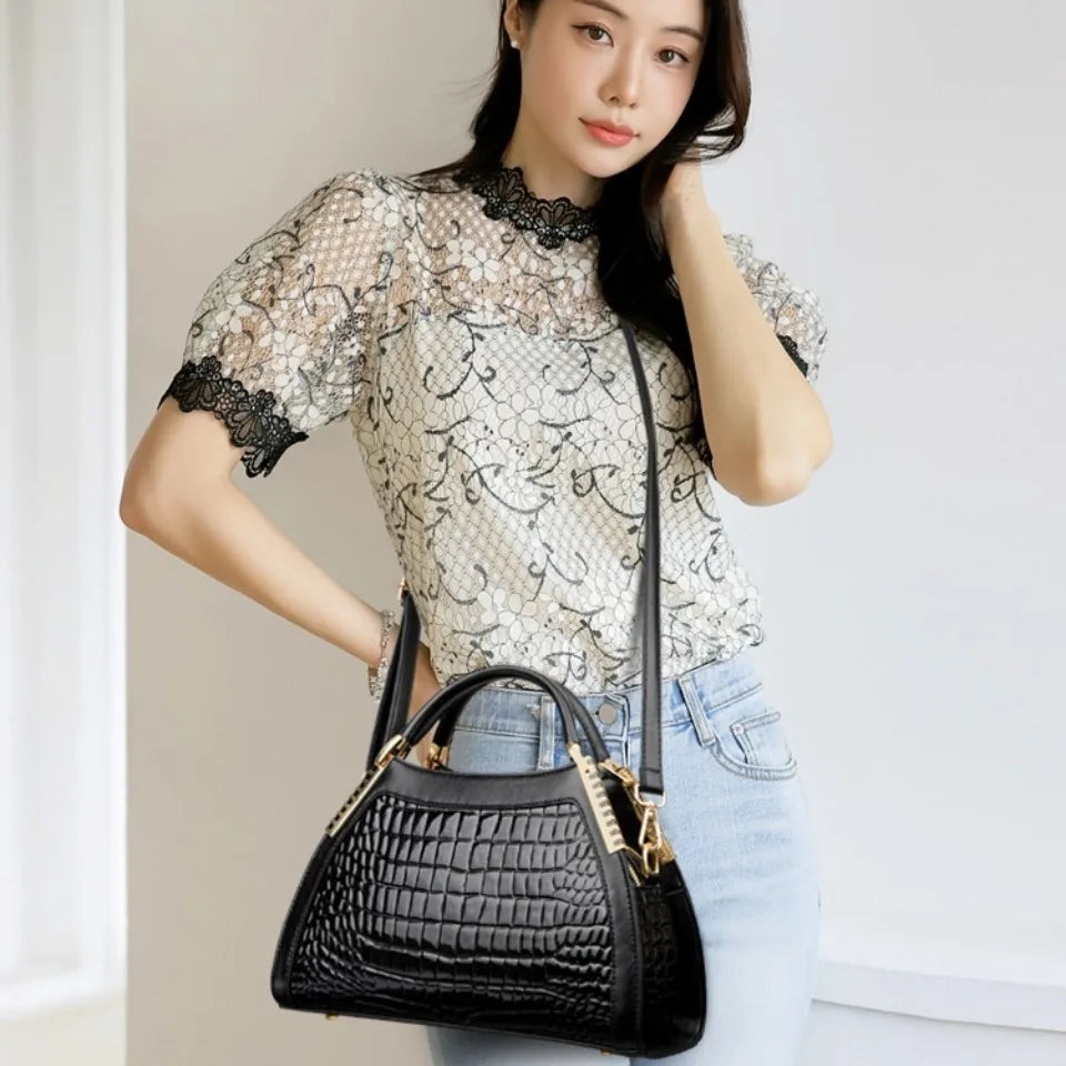 Alligator Patent Leather Shoulder Crossbody Hand Bags for Women Brand Luxury Handbags Women Bags Desir Hobos Two Layers Sac. 3256 8090 67520698 AE