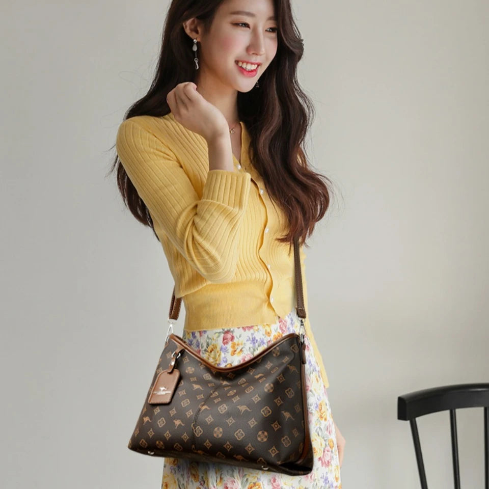 Old Flower Top-handle Bags Female Luxury Handbags Designer Shoulder Hand Bags for Women Mother Ladies PU Leather Crossbody Bag. 3256 8086 4988 6848 AE