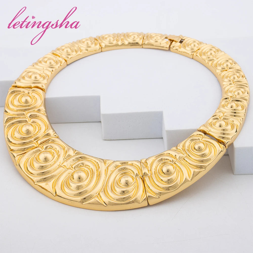 African Fashion Beads Round Jewelry Set for Women Luxury Gold Color Tassel Earrring Pendant Bangle Ring Set Wedding Party Gift. 3256 8067 6834 0426 AE