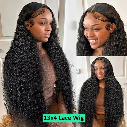 Kinky Curly Wigs Human Hair Wig 13x6 HD Lace Frontal Wig Brazilian Deep Water Wave HD Lace Front 100% Human Hair Wigs For Women