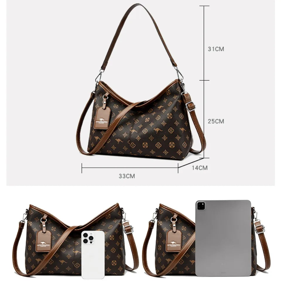 Old Flower Top-handle Bags Female Luxury Handbags Designer Shoulder Hand Bags for Women Mother Ladies PU Leather Crossbody Bag. 3256 8086 4988 6848 AE