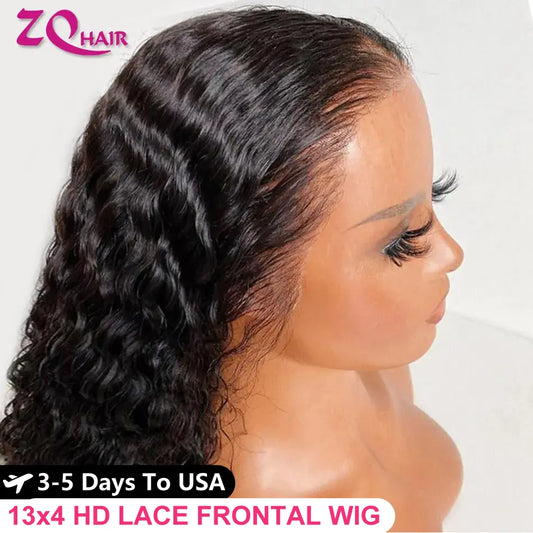 Kinky Curly Wigs Human Hair Wig 13x6 HD Lace Frontal Wig Brazilian Deep Water Wave HD Lace Front 100% Human Hair Wigs For Women