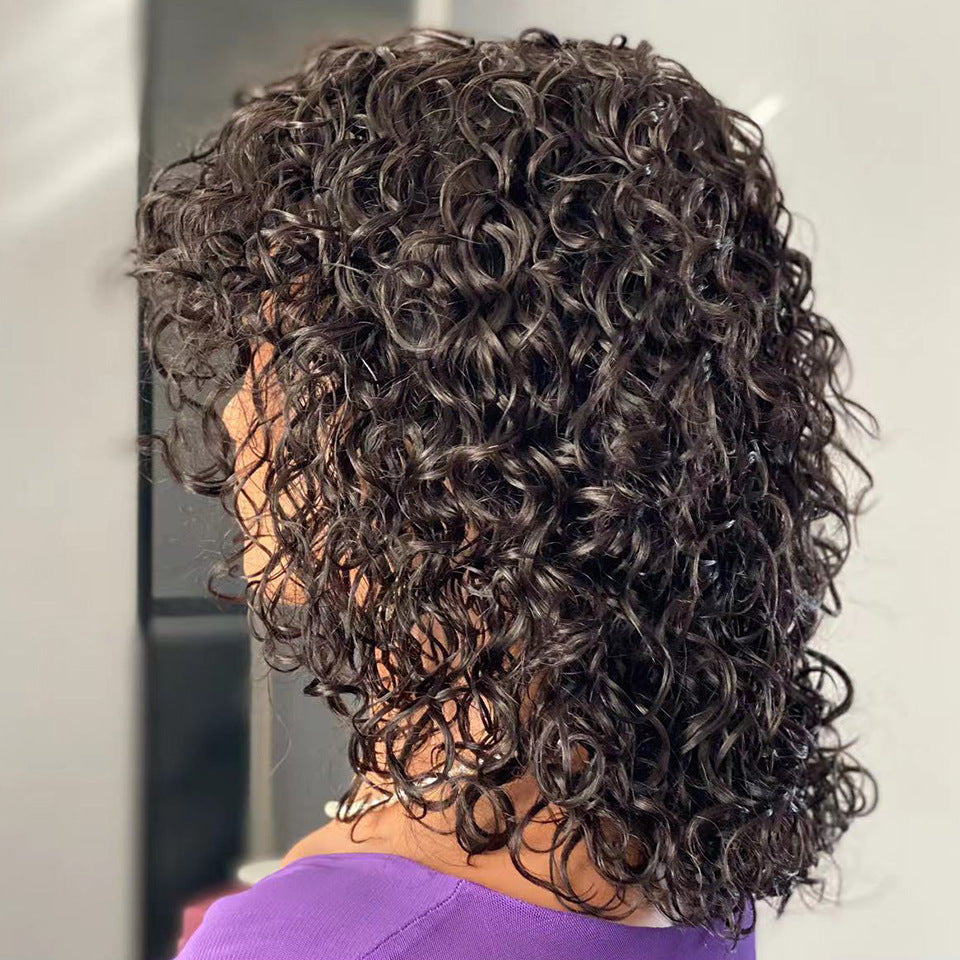 Water Wave Fringe Human Hair Wigs With Bangs. CJHC 1989 44401AZ
