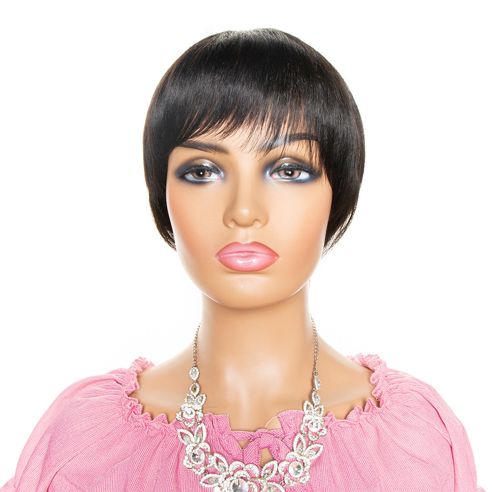 Short Pixie Cut Human Hair Wig With Bang. CJCO 120 464 101AZ