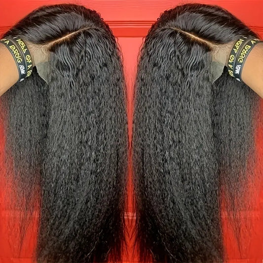 No import chargesLocal warehouse5*5 Kinky Straight Glueless Ready To Go Wigs Human Hair Pre Cut Lace For Beginners Kinky Straight Lace Front Wig Remy Hair Unprocessed Brazilian Virgin Human Hair No Glue Lace Wig Yaki Straight Human Hair Wigs Pre Plucked F