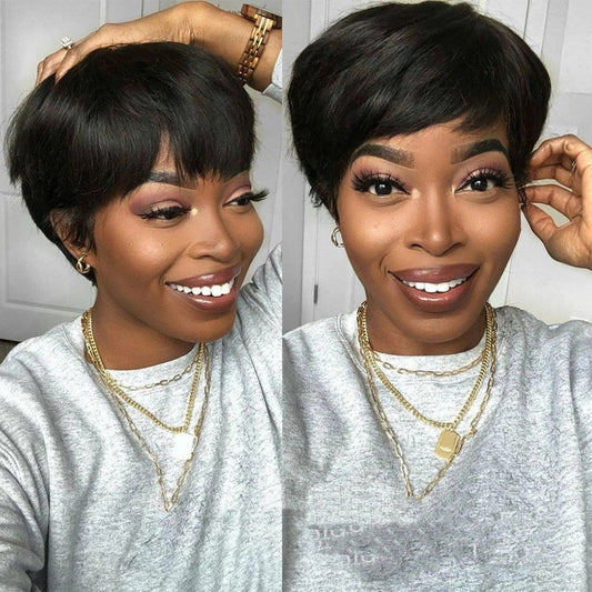 Wig Female Headgear Foreign Trade Black Short Straight Hair Pixie Cut Short Black Wigs, CJYD 181 139 301AZ