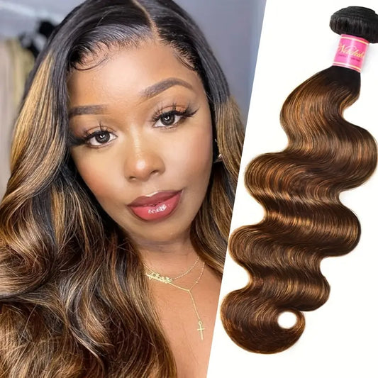 Nadula 12a highlight brown ombre body wave human hair weave. 1bundle balayage highlight colored Brazilian 100% Remy Human hair, wavy extentionn, KF153910 T