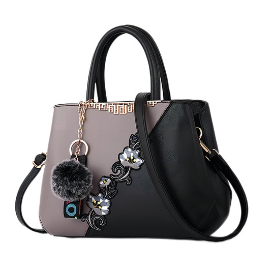 Handbags Fashionable Women's Handbags For Ladies Flower Pattern Crossbody Bags Splicing Color Shoulder Bags. CJNS232 627 301AZ blk, CJNS232 627 303BY purple/blk