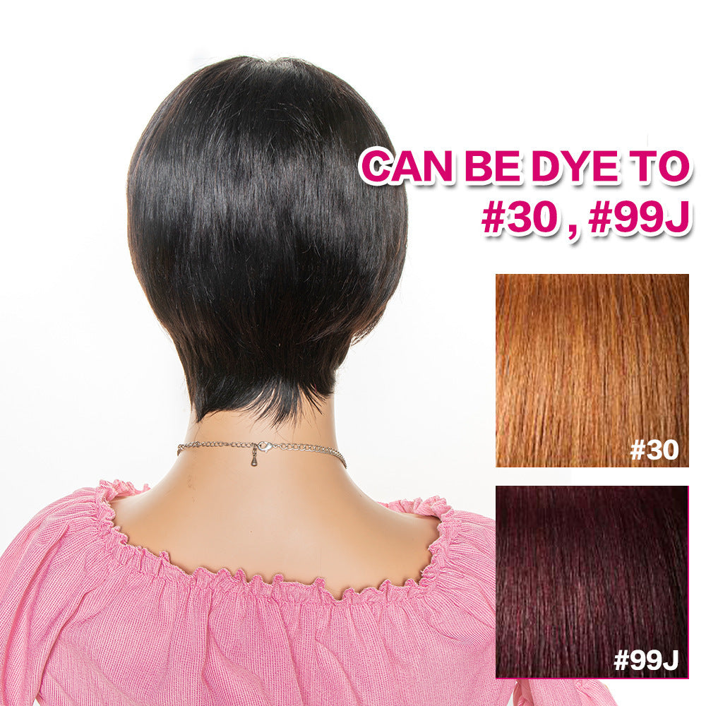 Short Pixie Cut Human Hair Wig With Bang. CJCO 120 464 101AZ