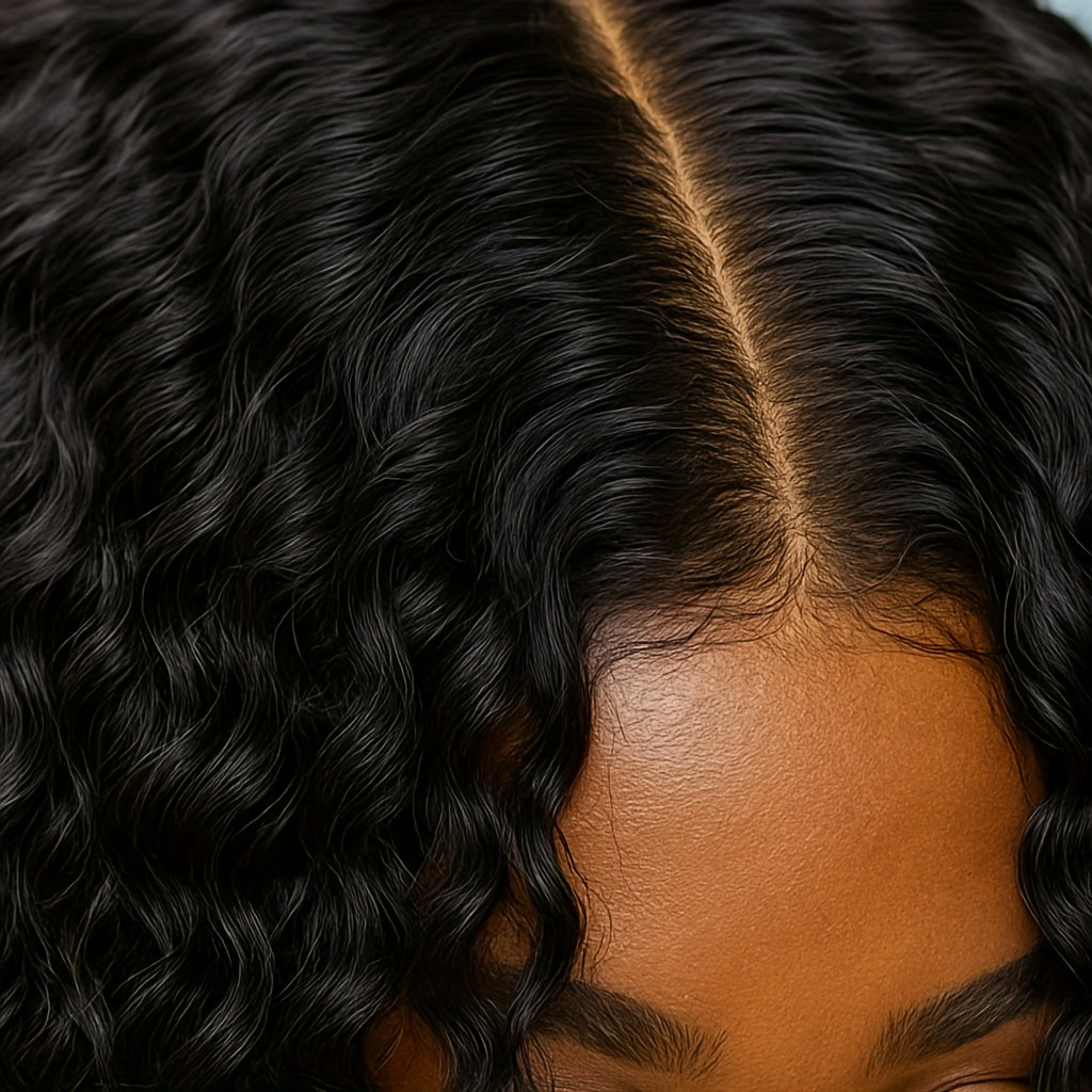 14 Inch Deep Water Wave Wig for Women - Natural Look High-Quality Hairpiece with Pre-Trimmed Hairline, No Glue Adhesive, Wet-Ready for Everyday Use, Perfect for African Women, Versatile Hairpiece, Elegant Hairpiece. VU4937759 T