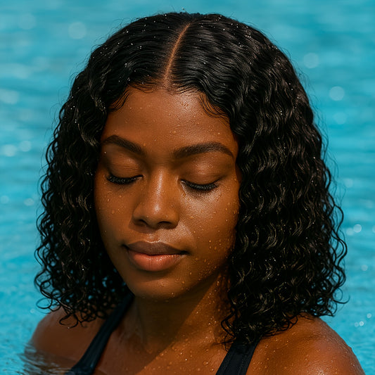 14 Inch Deep Water Wave Wig for Women - Natural Look High-Quality Hairpiece with Pre-Trimmed Hairline, No Glue Adhesive, Wet-Ready for Everyday Use, Perfect for African Women, Versatile Hairpiece, Elegant Hairpiece. VU4937759 T