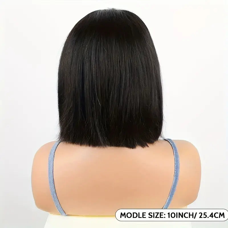 Brazilian Human Hair Short Bob Wig - 4x1 Lace Front, 150% Density Bone Straight Pre-Plucked Natural Hairline & Eyebrows, Unisex for All Ethnicities, Versatile Hair Wig | Natural Hairline. DT232333